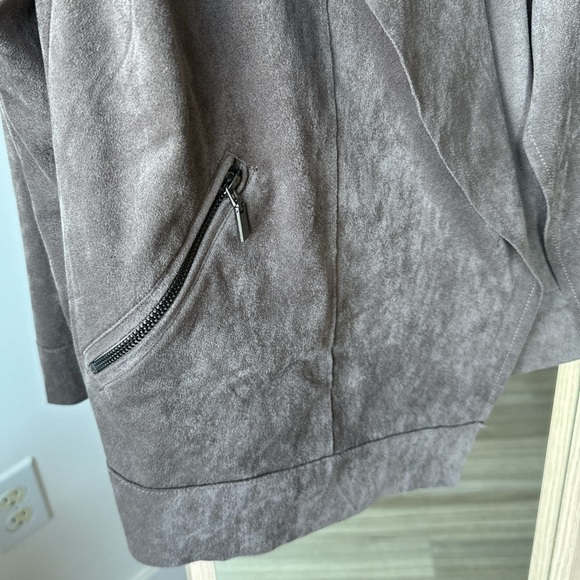 KUT From The Kloth Taupe Brown Suede Lightweight Open Front Jacket Size Large - Picture 8 of 8
